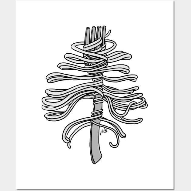 Spaghetti Ribs - Black & White Wall Art by jwolftees